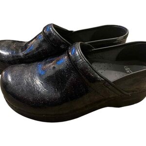 Dansko Professional Black Glitter Patent Clogs EU 37 US 6.5-7